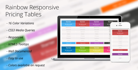 rainbow responsive pricing tables donwload